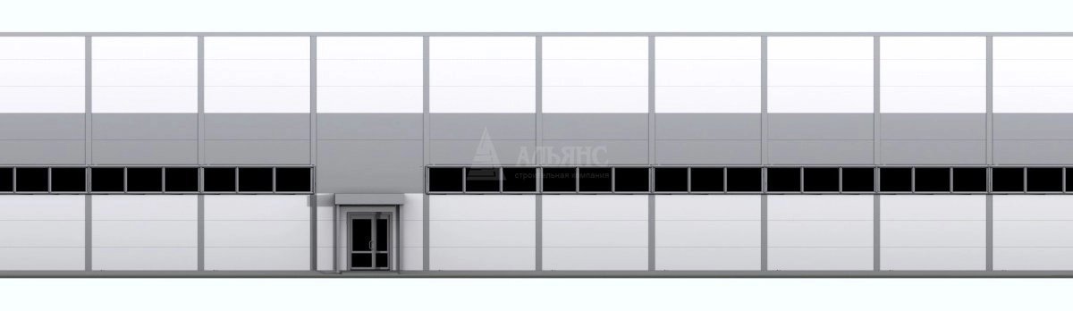 3D визуализация Производственное здание с АБК из сэндвич-панелей - фото 8