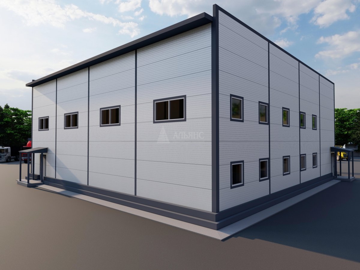 3D визуализация СТО с АБК из сэндвич-панелей - фото 2