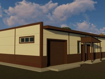 Офис с гаражом из сэндвич-панелей